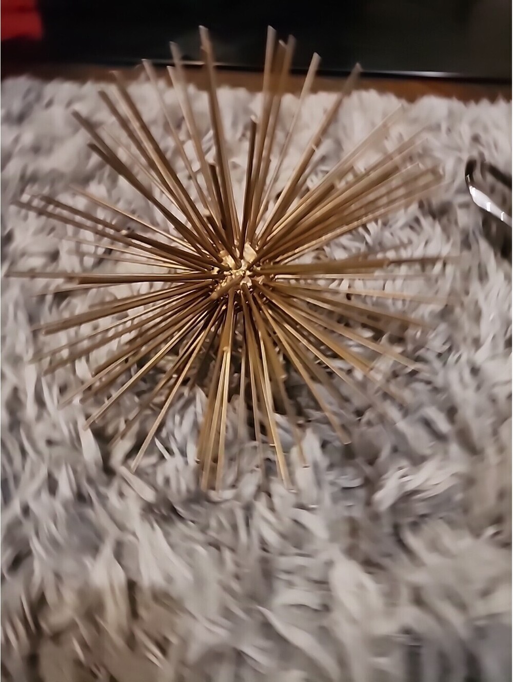Gold Metal Starburst Or Sea Urchin Shaped 3D Wall Hanging Sculpture